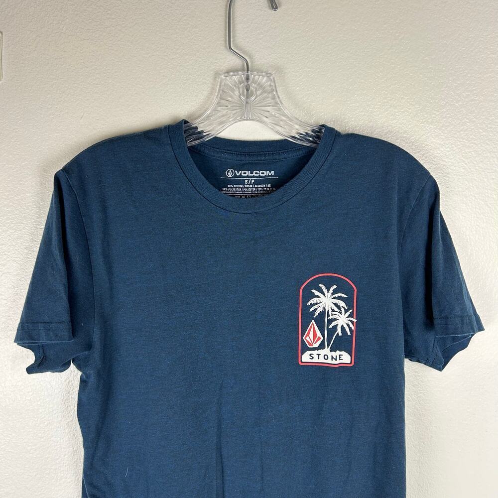 Volcom Mens T-Shirt Size Small Blue Palm Trees - Picture 3 of 5